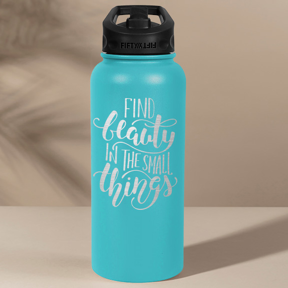 Custom Engraved 34 oz Bottle with Straw Lid