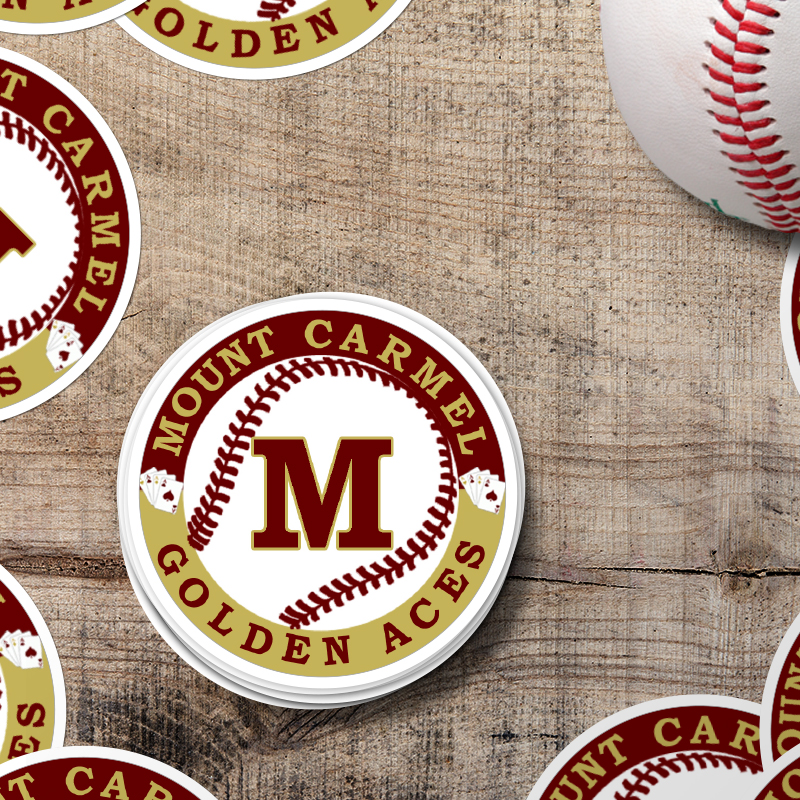Mount Carmel Golden Aces Baseball Circle Stickers