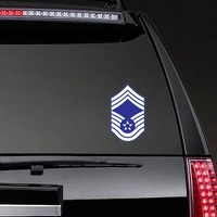 Air Force Rank E-9 Chief Master Sergeant  Sticker on a Rear Car Window example