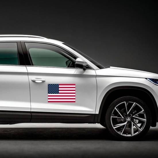 American Flag Magnet on a Car Side example