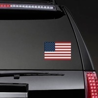 American Flag Sticker on a Rear Car Window example