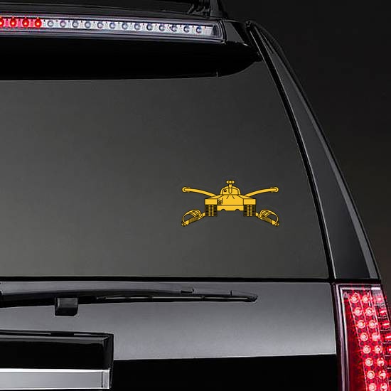 Army Armor Branch Emblem Sticker on a Rear Car Window example