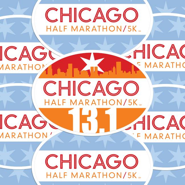 Chicago Half Marathon Oval Stickers