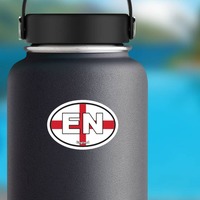 England Flag Oval Sticker on a Water Bottle example