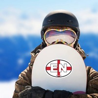 England Flag Oval Sticker on a Snowboard example