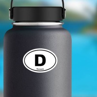 Germany D Oval Sticker on a Water Bottle example