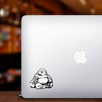 Happy Buddha Sticker on a Laptop example