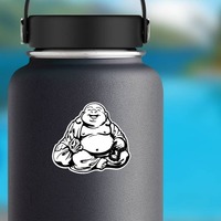 Happy Buddha Sticker on a Water Bottle example