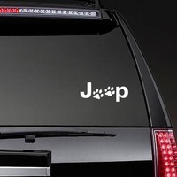 Jeep With Paw Prints Sticker on a Rear Car Window example