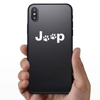 Jeep With Paw Prints Sticker on a Phone example