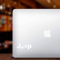 Jeep With Paw Prints Sticker on a Laptop example