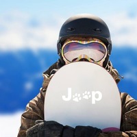 Jeep With Paw Prints Sticker on a Snowboard example