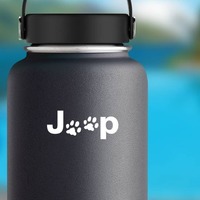 Jeep With Paw Prints Sticker on a Water Bottle example