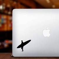 Longboard Surfing Sticker on a Laptop example