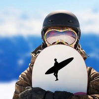 Longboard Surfing Sticker on a Snowboard example