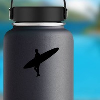 Longboard Surfing Sticker on a Water Bottle example