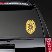 Marine Rank Military Police Badge Sticker on a Rear Car Window example