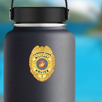Marine Rank Military Police Badge Sticker on a Water Bottle example