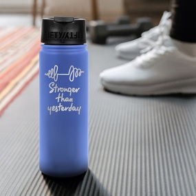 Motivational quote engraved on 20 oz water bottle