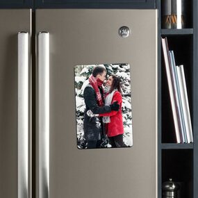 Couple Embracing in Snow Photo Magnet
