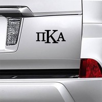 Pi Kappa Alpha One Color Monogram Letters Sticker on a Car Bumper example