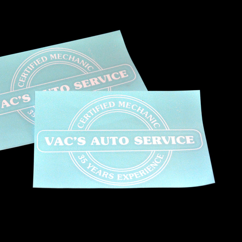 Vac's Auto Service Transfer Sticker