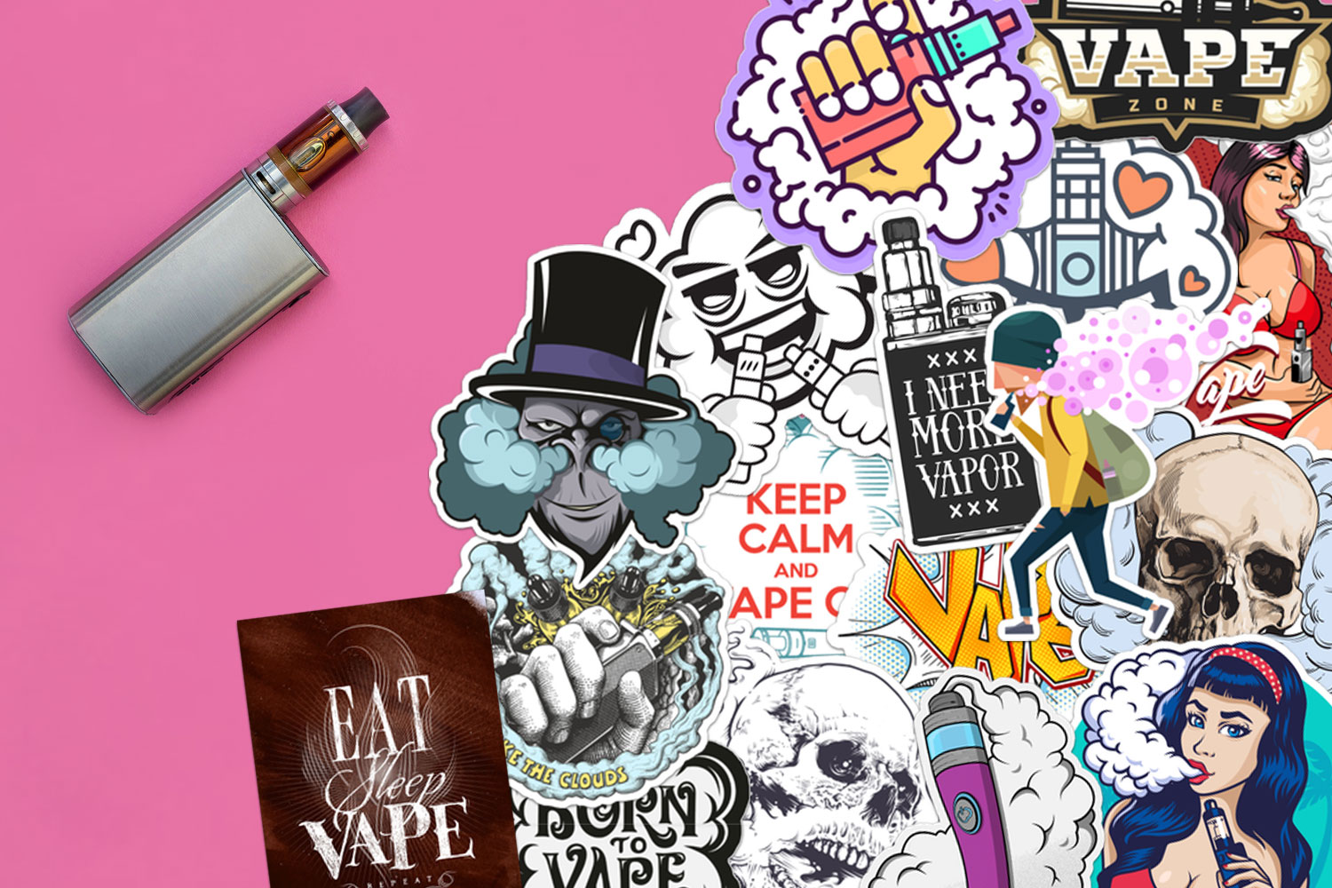 Collection of Vaping Stickers and Decals.