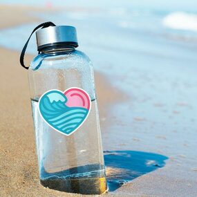 Heart Ocean Water Bottle Sticker