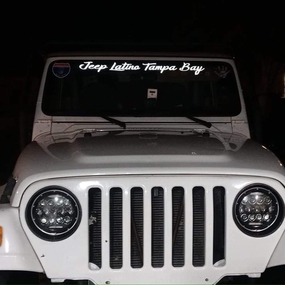 Windshield banner on a Jeep