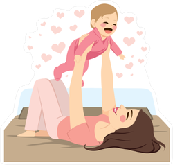 Young Mother and Baby Sticker