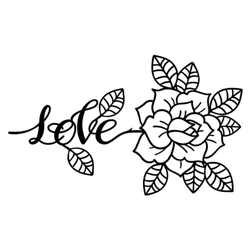 Rose Tattoo With Love Lettering Sticker