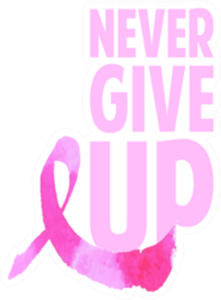 Never Give Up Breast Cancer Awareness Pink Ribbon Sticker