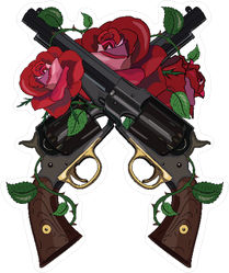 Pistols and Roses Sticker