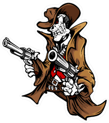 Skeleton Cowboy with Pistols Sticker