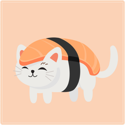 Cute Cat In Sushi Sticker