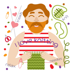 I Love Knitting Happy Hobby Sticker