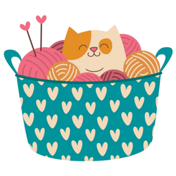 Cat Sitting On A Knitting Basket Sticker