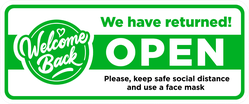 Welcome Back We're Open Sticker