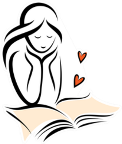 Girl And Romantic Book, Sketch Sticker