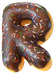 Glazed Donut Font Letter R Sticker