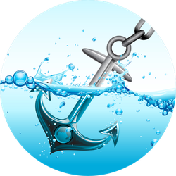 Illustration Of Metallic Anchor Sinking In Water Waves Sticker
