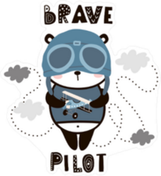 Brave Pilot Baby Panda Sticker