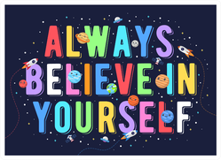 Believe In Yourself Space Theme Sticker