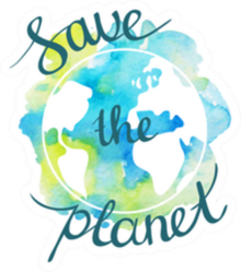 Watercolor Save the Planet Sticker