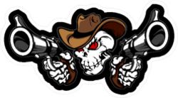 Skull Cowboy Aiming Guns Sticker