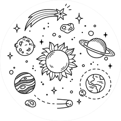 Planet And Space Doodles Sticker