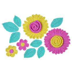 Decorative Arrangement Of Knitted Flowers Sticker