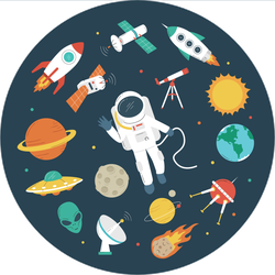 Circular Space Objects Sticker