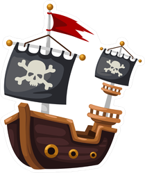 Pirate Ship Jolly Roger Flag Sticker