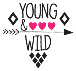 Young And Wild Subtitle With Hearts And Arrow Sticker